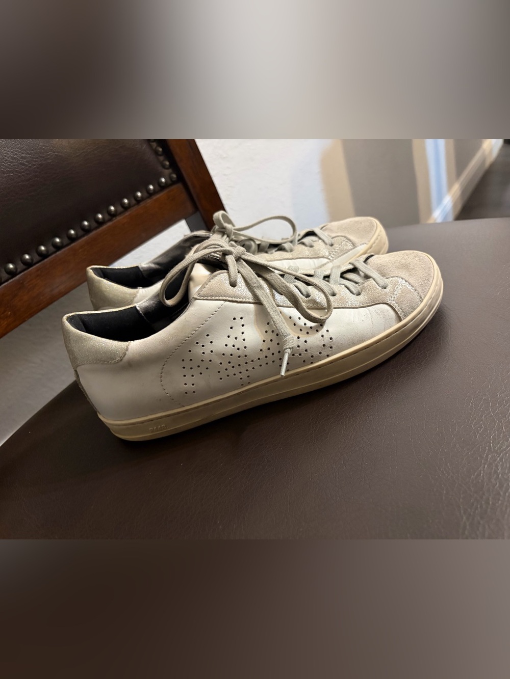 P448 Women's Low-Top Sneakers in Light Gray and Cream